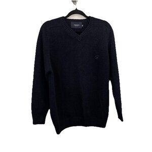 Kevingston Navy Blue Wool Preppy Academia V Neck Sweater Classic Fit Size S/38